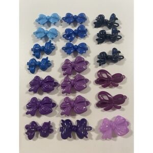 Vintage Lot Girls hair bow Clip‎ Barrette Jewel Tone Blue purple 80's 90's Y2K